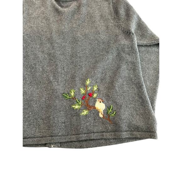 Coldwater Creek Embroidered Bird Berry Full Zip Up Cardigan Sweater Size 1X - Picture 6 of 7
